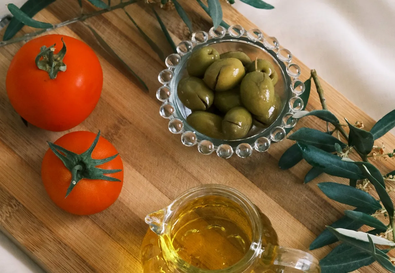 Mediterranean food products on a sourcing table